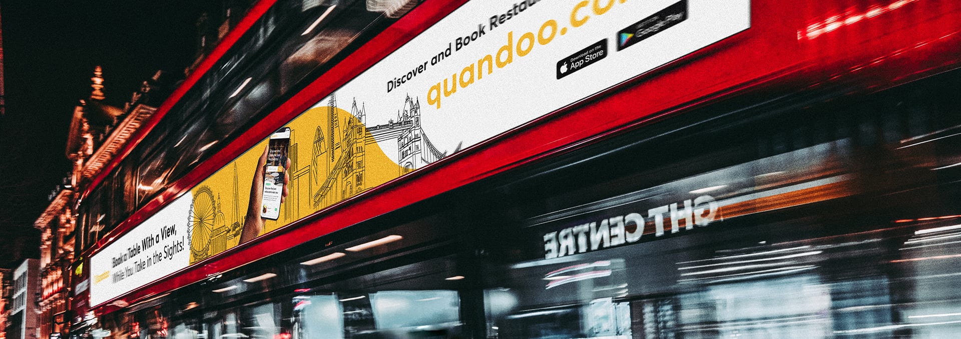 Quandoo advert on a bus