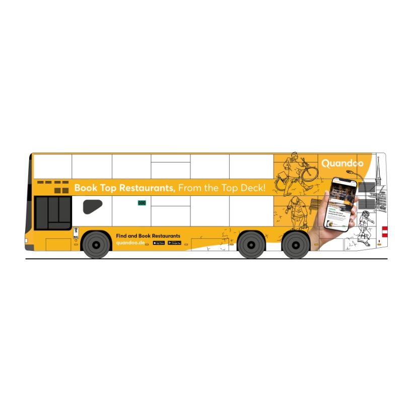 illustration of the side of a bus with an advertisement