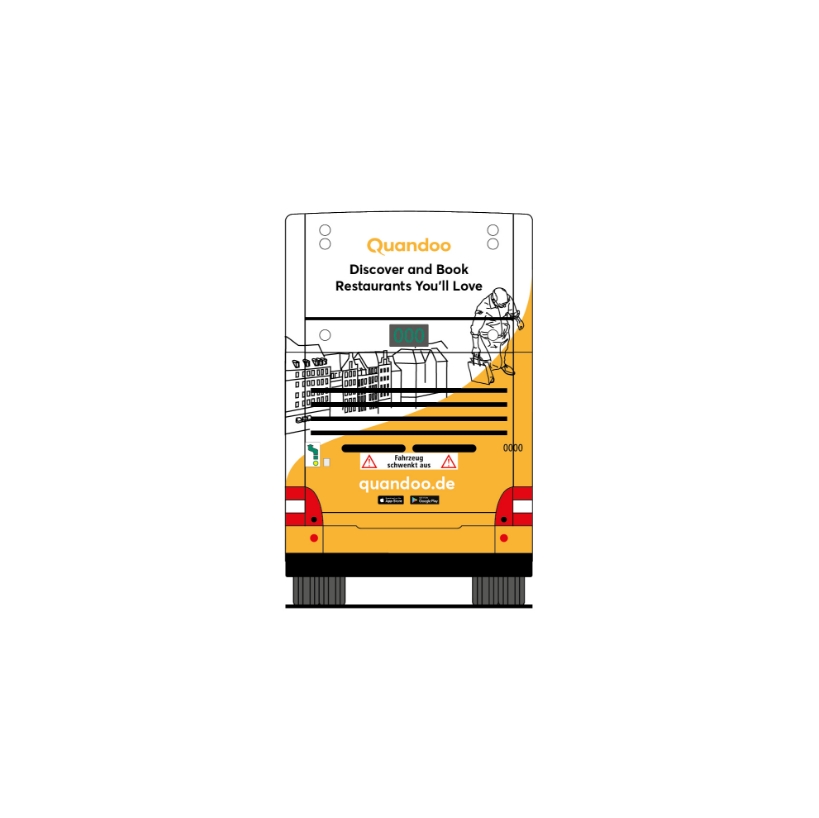 illustration of the back of a bus with an advertisement