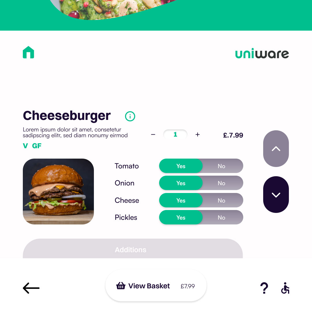 Cheeseburger meal deal screen